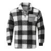 Men's Casual Western Fuzzy Fleece Jackets Sherpa Lined Button Up Pullover Sweatshirts Vintage Winter Warm Sweater Teddy Bear Jackets Outwear Black view 3