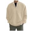 GOKKILRW Mens 1/4 Zip Pullover Shirts Long Sleeve Quarter-Zip Fleece Sweatshirt Casual Lightweight Mock Neck Comfort Golf Running Workout Polo Sweater Fall Winter Sweat Shirts Khaki view 1
