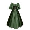Renaissance Dress Women Long Sleeve Gothic Wedding Dress Black Vampire Dress for Women Pirate Costume Women Plus Coven Witch Costume view 1