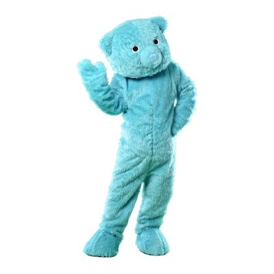 Blue Long haired Bear Cartoon Adult Cosplay Mascot Costume