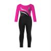 Aislor Kids Girls Sparkly Rhinestone Long Sleeve Gymnastics Dance Leotard Skating Jumpsuit with Leggings Set Swimsuit Hot Pink&Black 6 Years view 3