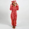 Adult Onesie Pajama for Women Cute Fluffy Winter One Piece Teddy Bear Pajamas Plush Warm Hoodie Sleepwear Plus Size Watermelon Red view 2