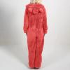 Adult Onesie Pajama for Women Cute Fluffy Winter One Piece Teddy Bear Pajamas Plush Warm Hoodie Sleepwear Plus Size Watermelon Red view 3