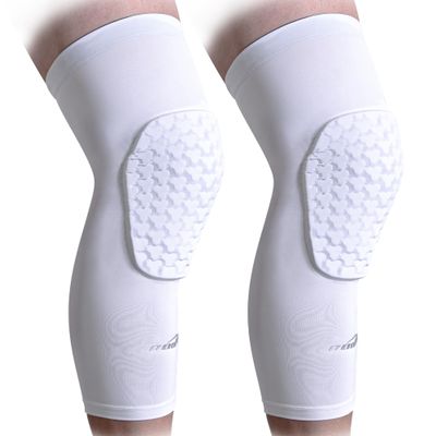 COOLOMG Basketball Knee Pads Protective Padded Knee Compression Sleeves for Volleyball Football Soccer Sports White XS