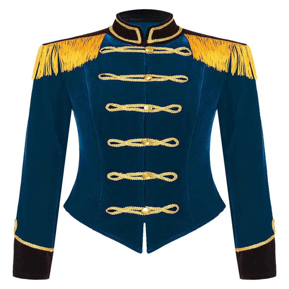 Xnihocha Adult Ringmaster Costume Womens Lion Tamer Circus Jacket Coat Halloween Party Cosplay Costume DarkBlue Small