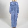 Adult Onesie Pajama for Women Cute Fluffy Winter One Piece Teddy Bear Pajamas Plush Warm Hoodie Sleepwear Plus Size Blue view 3