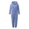 Adult Onesie Pajama for Women Cute Fluffy Winter One Piece Teddy Bear Pajamas Plush Warm Hoodie Sleepwear Plus Size Blue view 4