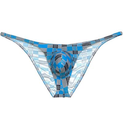 Botmois Men Mini Cheek Underwear Pouch Skimpy Briefs Stretchy Ruched Back Swimwear Soft Posing Bikini Grey Plaid M