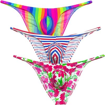 Botmois Men Mini Cheek Underwear Pouch Skimpy Briefs Stretchy Ruched Back Swimwear Soft Posing Bikini 3-Pack-LXH M
