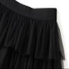 Honeystore Women's Fairy Tulle Skirt A-Line High Low Layered Midi Elastic Waist Party Tutu Petticoat 1379-Black view 2