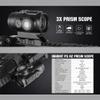 ohhunt Prism Scope 3X Scope Red Illuminated Sight with Absolute Co-Witness view 3
