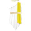 TiaoBug Womens Ancient Roman Toga Costume One Shoulder Dress with Headband for Halloween Dress Up Party Yellow Small view 4