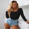 Ekouaer 2 Pack Long Sleeve Shirts for Womens Scoop Neck Tops Slim Fit Undershirts Basic Thermal Tee Shirt Black/Coffee XS view 2