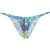 Botmois Men Mini Cheek Underwear Pouch Skimpy Briefs Stretchy Ruched Back Swimwear Soft Posing Bikini Blue Flower XL view 1