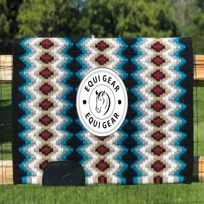EQUIGEAR Horse Western Show Saddle pad/New Zealand Wool Western Saddle Blanket Top Wool Pad Sensor Flex (Customization Available) J16 (34x38)
