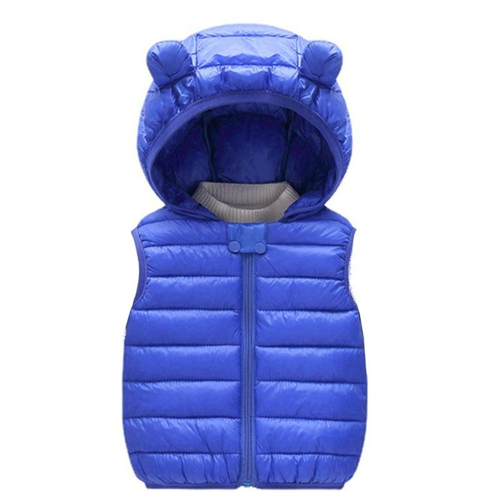 Baby Boys Girls Hooded uffer Vest Winter Lightweight Sleeveless Bear ears Zipper Up Jacket Outerwear (Blue, 2-3 Years)