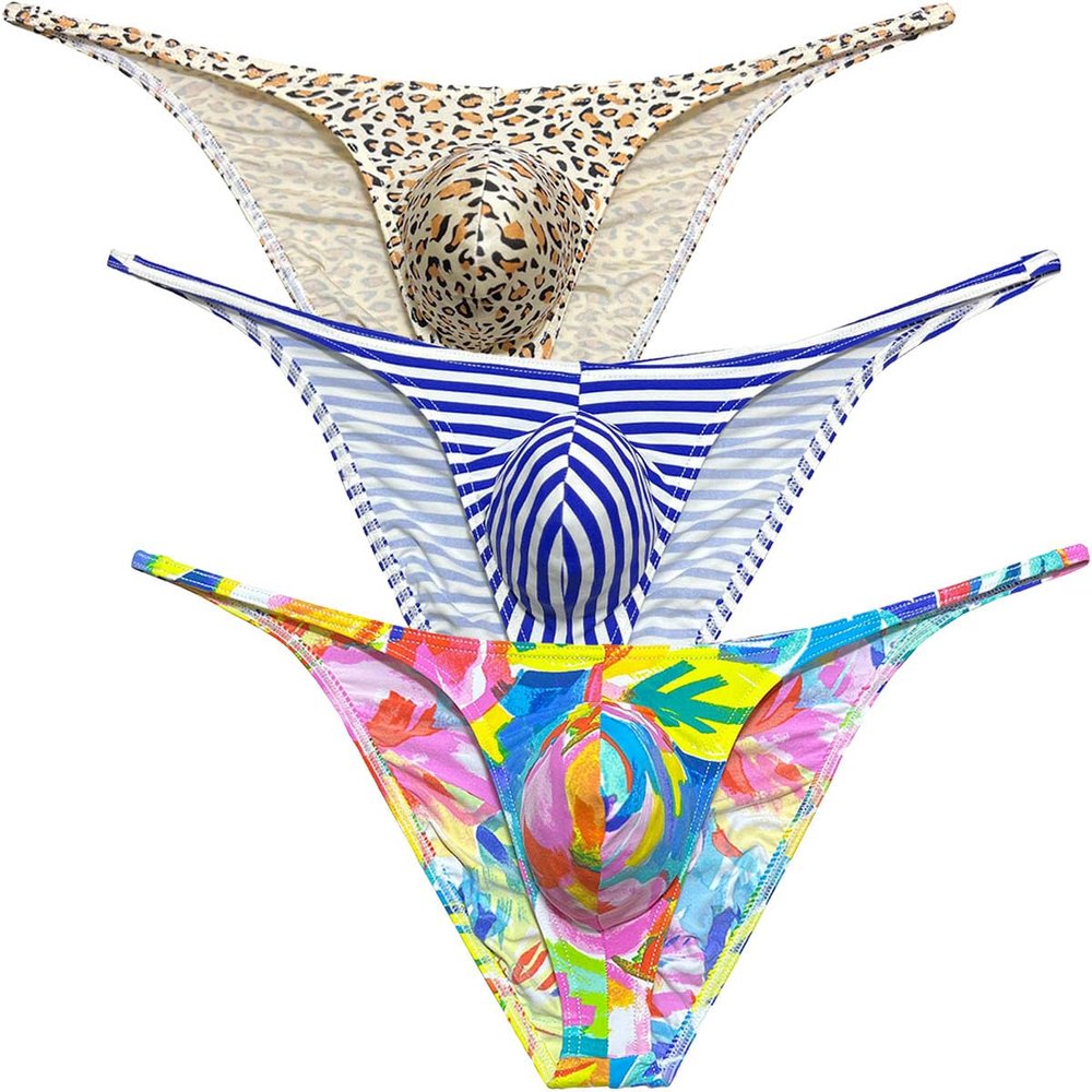Botmois Men Mini Cheek Underwear Pouch Skimpy Briefs Stretchy Ruched Back Swimwear Soft Posing Bikini 3-Pack-FXH M