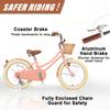 Glerc Little Molly 18 Inch Kids Bike, Retro Cruiser Girls Bike for Children Ages 5-9 Years Old, Kids Bicycle with Wicker Basket & Kickstand, Peach view 3