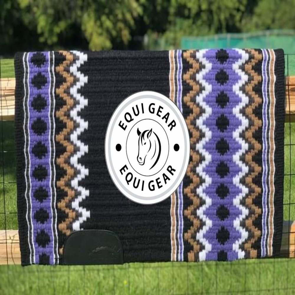 EQUIGEAR Western Show Horse Saddle Blanket New Zealand Wool Western Design Handmade Saddle Blanket Top Wool Pad Sensor Flex (Customization Available) ZB-001 (34x32)