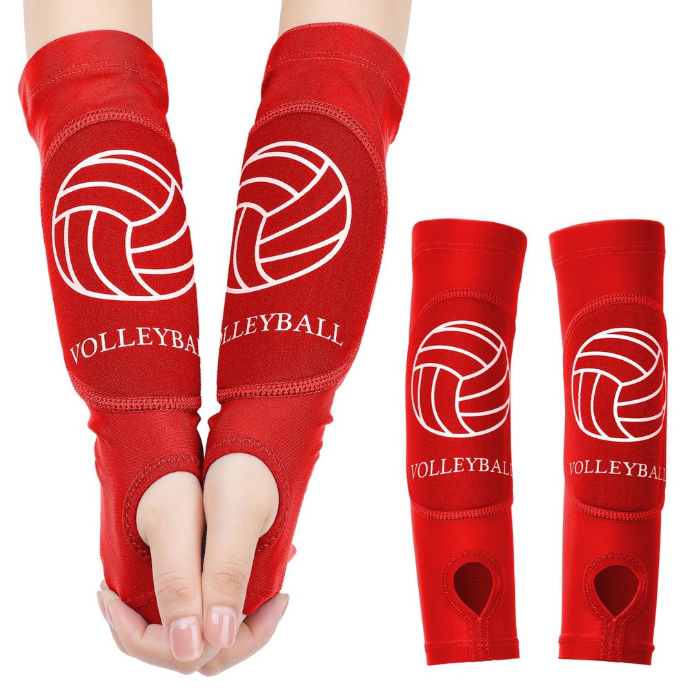 Shappy 2 Pcs 2 Pcs Volleyball Arm Sleeves Forearm Sleeves Volleyball Arm Pads for Boys Girls Teen Youth Wrist Guard (Red,Small)