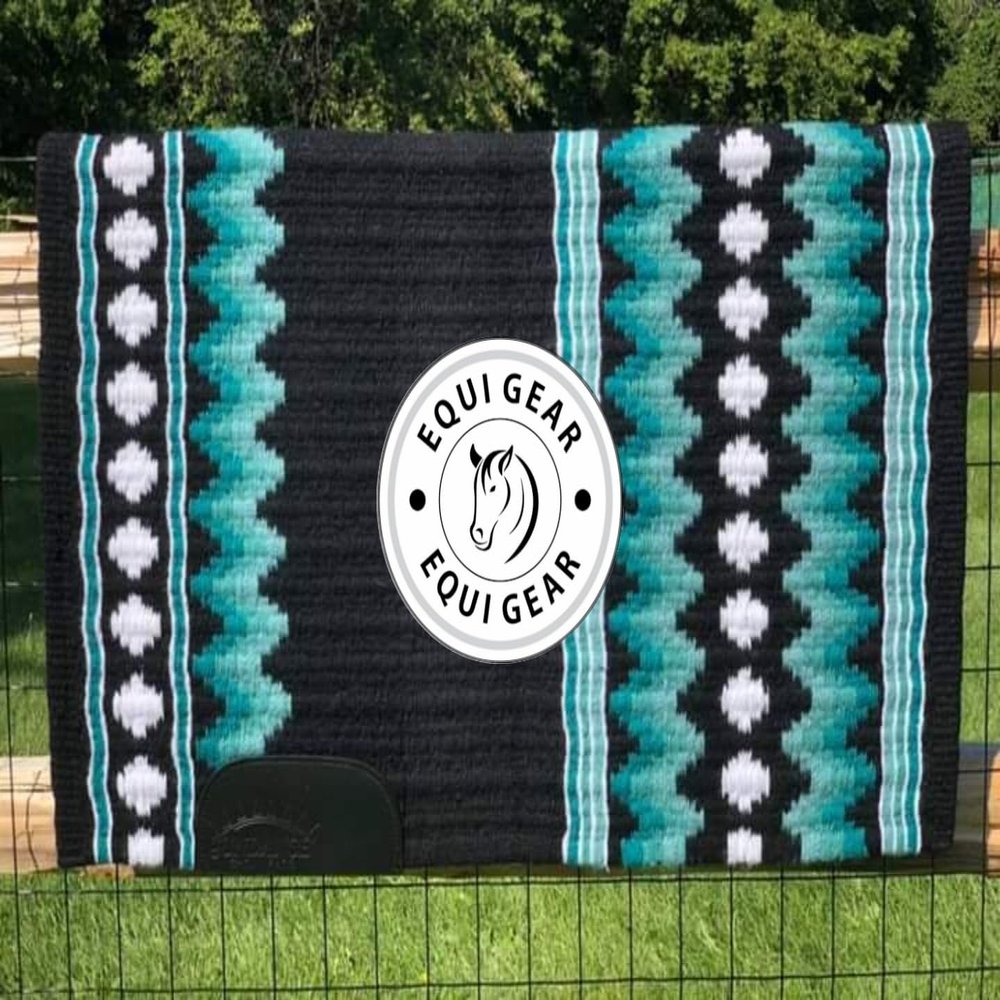 EQUIGEAR Horse Western Show Saddle pad/New Zealand Wool Western Saddle Blanket Top Wool Pad Sensor Flex (Customization Available) J35 (34x38)