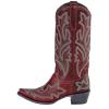 Ladmiple Womens Cowboy Boots Brown Leather Women's Embroidered Western Cowboy Boots Knee High Stitching Almond Medium Heel Chunky Heel Pointed Toe Fashion Retro Classic Boot Pull-On view 1