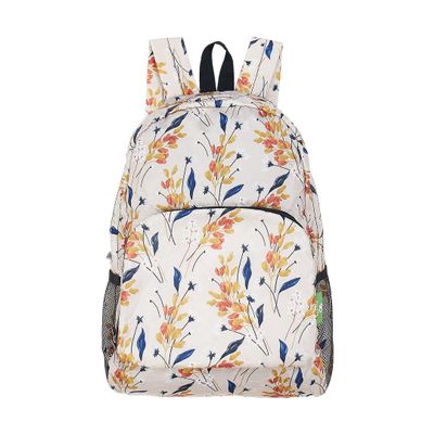 ECO CHIC Hiking Lightweight Packable Backpack - Foldable Daypack for Travel & Hiking & Outdoor Adventures - Waterproof Backpack from Recycled Materials (Flowers Beige)