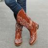 Ladmiple Cowboy Boots For Women Wide Calf Knee High Embroidered Cowboy Boots for Women, Fashion Western Pointed Toe Chunky Heel Pull-On Knee High Cowgirl Boots view 3