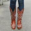 Ladmiple Cowboy Boots For Women Wide Calf Knee High Embroidered Cowboy Boots for Women, Fashion Western Pointed Toe Chunky Heel Pull-On Knee High Cowgirl Boots view 4