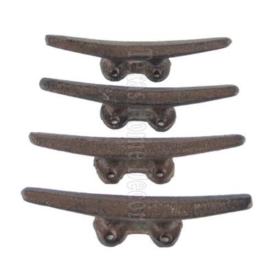 4 Cleat Boat Hooks Handles Cast Iron Ship Dock Nautical Decor Rustic Finish 5 in -cirasanyoe