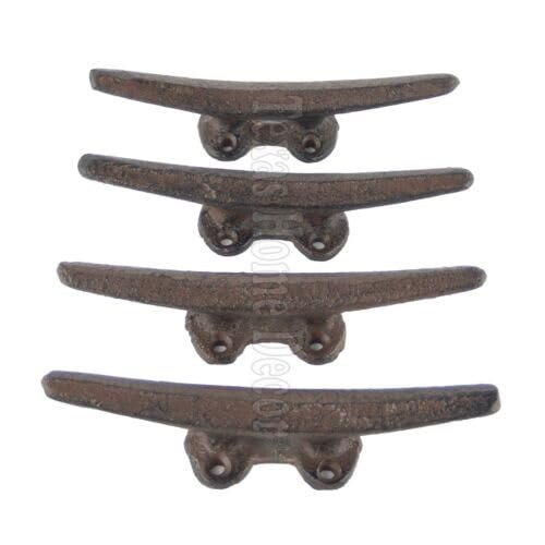 4 Cleat Boat Hooks Handles Cast Iron Ship Dock Nautical Decor Rustic Finish 5 in -cirasanyoe