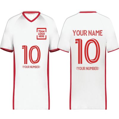 Custom Soccer Jersey with Name Number Team Logo Personalized Soccer V-Neck Shirt for Youth X-Large White