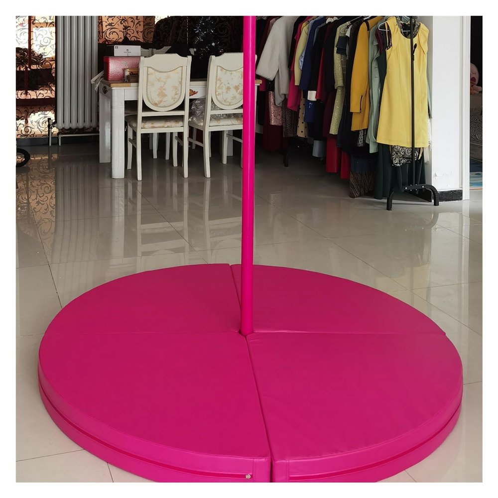 3ft/4ft/5ft/6ft Wide Pole Crash Mat 4" Thick, Pole Dance Mat, Fitness Gymnastic Yoga Safety Protection Pad, Foldable Shock Absorption Round Pole Dance Crash Mat ( Color : Red 2 , Size : 140cm/4.6ft/55