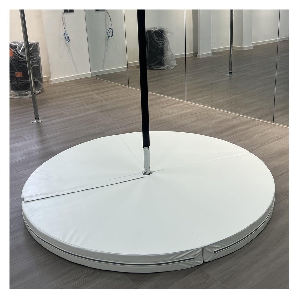 3ft/4ft/5ft/6ft Wide Pole Crash Mat 4" Thick, Pole Dance Mat, Fitness Gymnastic Yoga Safety Protection Pad, Foldable Shock Absorption Round Pole Dance Crash Mat ( Color : Gray , Size : 110cm/3.6ft/43i