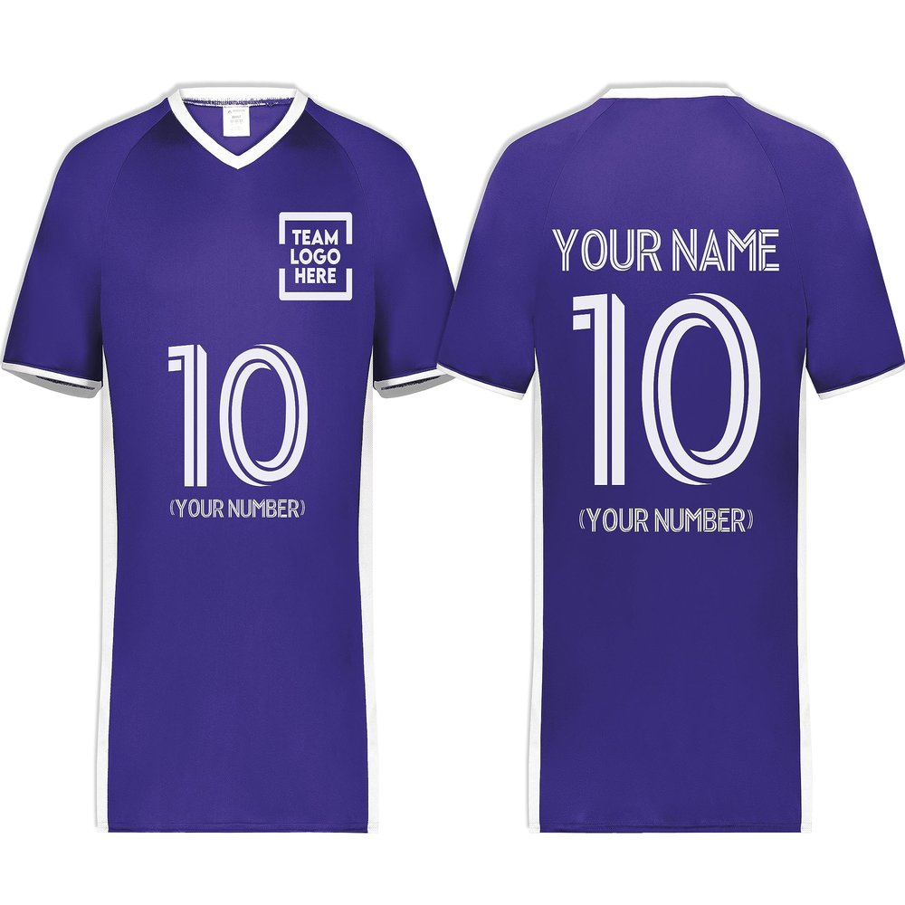 Custom Soccer Jersey with Name Number Team Logo Personalized Soccer V-Neck Shirt for Adult 2X-Large Purple