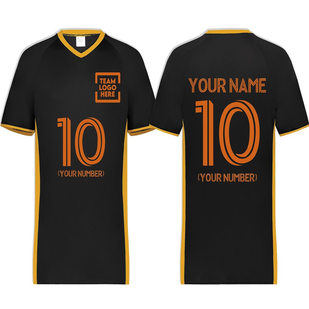 Custom Soccer Jersey with Name Number Team Logo Personalized Soccer V-Neck Shirt for Youth Small Black