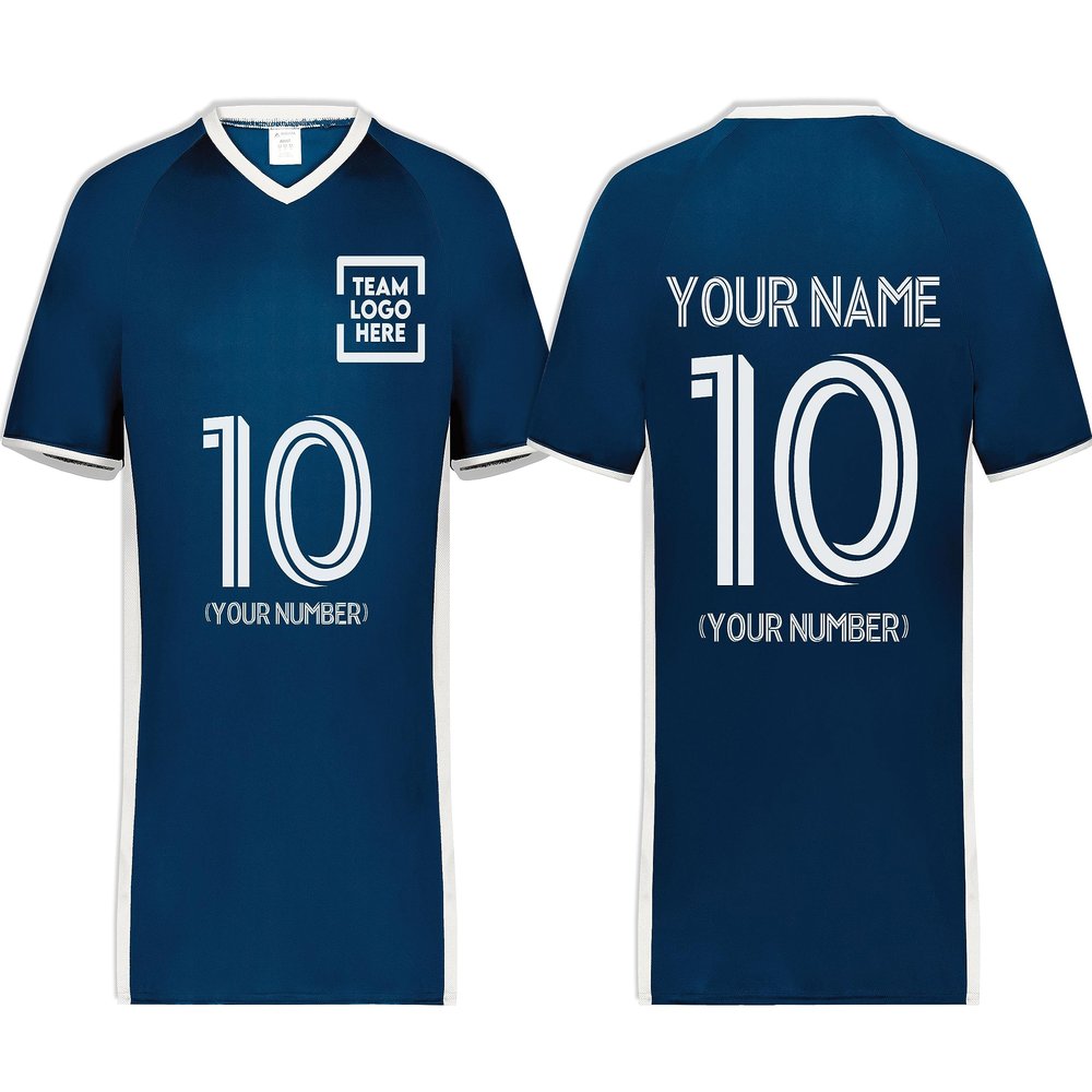 Custom Soccer Jersey with Name Number Team Logo Personalized Soccer V-Neck Shirt for Adult 2X-Large Navy