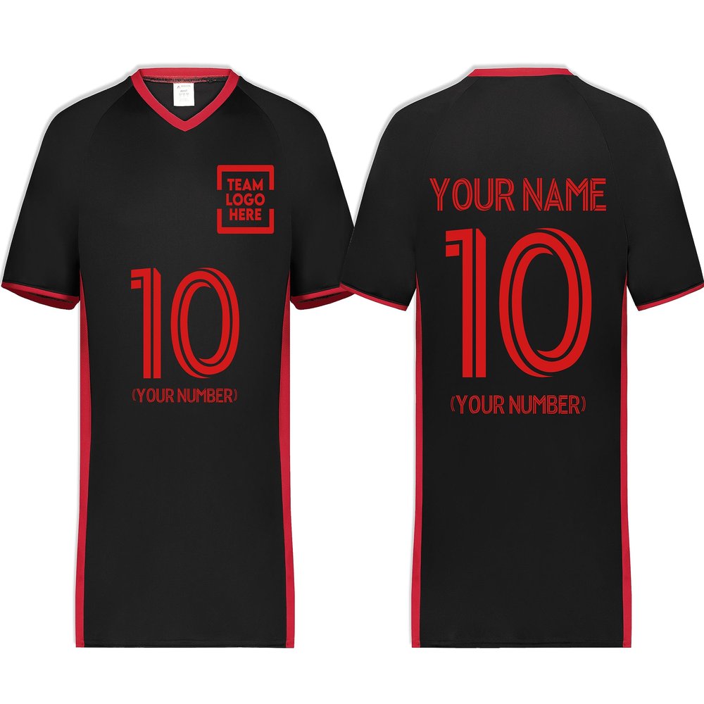 Custom Soccer Jersey with Name Number Team Logo Personalized Soccer V-Neck Shirt for Adult Medium Black