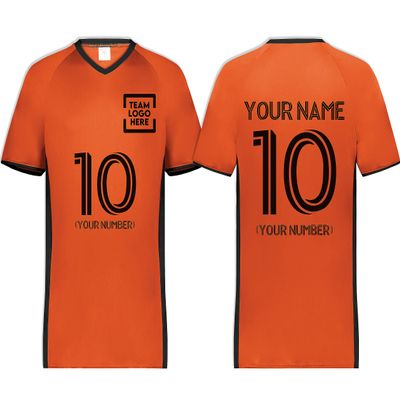 Custom Soccer Jersey with Name Number Team Logo Personalized Soccer V-Neck Shirt for Youth Small Orange