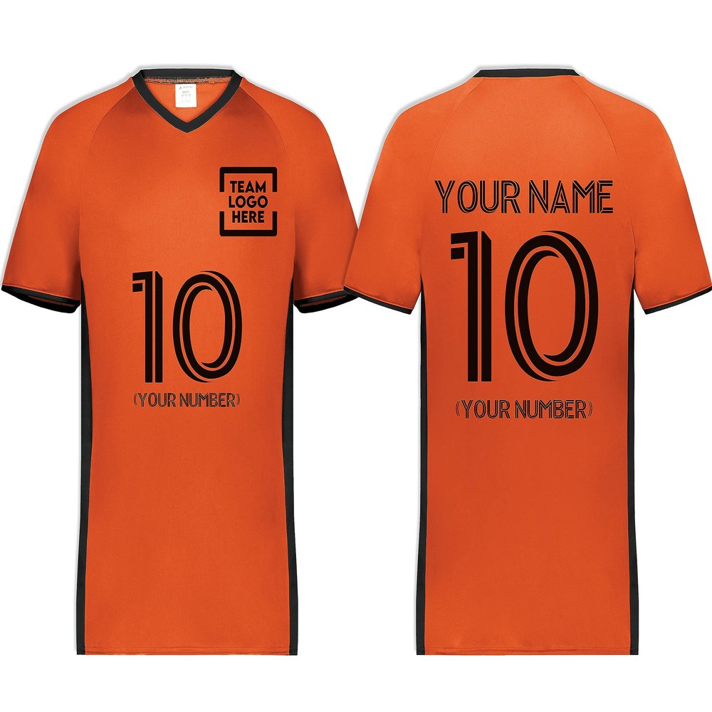 Custom Soccer Jersey with Name Number Team Logo Personalized Soccer V-Neck Shirt for Youth Small Orange