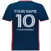 Custom Soccer Jersey with Name Number Team Logo Personalized Soccer V-Neck Shirt for Adult Large Navy/Scarlet view 4