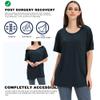 Unisex Post Shoulder Surgery Shirts for Men Rotator Cuff Chest Recovery Shirt Women Full Snap Access Dialysis Chemo Clothing Navy XS view 4