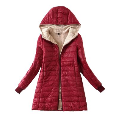 Overstock Outlet Women Lightweight Down Coat Packable Puffer Jacket Fleece Warm Winter Coat Hooded Mid-Length Jacket Outwear With Pocket