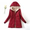 Overstock Outlet Women Lightweight Down Coat Packable Puffer Jacket Fleece Warm Winter Coat Hooded Mid-Length Jacket Outwear With Pocket view 2