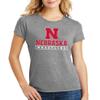 CornBorn Nebraska Tshirt - Women's Premium Tri-Blend Nebraska Wrestling - Grey Frost - XL view 1