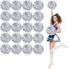 LIQS 12 Pack Pom Poms Cheerleading,Fluffy Cheerleader Pompoms with Finger Ring Handle,Metallic Pom Poms Cheerleading for Children Adults Sports Competition Holiday Celebration (20 Pack, Silver) view 1