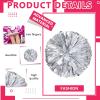 LIQS 12 Pack Pom Poms Cheerleading,Fluffy Cheerleader Pompoms with Finger Ring Handle,Metallic Pom Poms Cheerleading for Children Adults Sports Competition Holiday Celebration (20 Pack, Silver) view 3