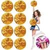 LIQS 12 Pack Pom Poms Cheerleading,Fluffy Cheerleader Pompoms with Finger Ring Handle,Metallic Pom Poms Cheerleading for Children Adults Sports Competition Holiday Celebration (8 Pack, Gold) view 1
