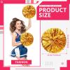 LIQS 12 Pack Pom Poms Cheerleading,Fluffy Cheerleader Pompoms with Finger Ring Handle,Metallic Pom Poms Cheerleading for Children Adults Sports Competition Holiday Celebration (8 Pack, Gold) view 2