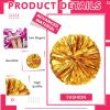LIQS 12 Pack Pom Poms Cheerleading,Fluffy Cheerleader Pompoms with Finger Ring Handle,Metallic Pom Poms Cheerleading for Children Adults Sports Competition Holiday Celebration (8 Pack, Gold) view 3